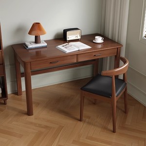Diseño de computadora plana para el hogar de nogal para uso en la oficina para estaciones de trabajo Escritorio de estudio de madera maciza - Product Image 1