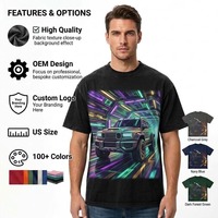 T-shirt Homme Oversize à Épaules Tombantes Coupe Boxy Lourd Personnalisé OEM Col Rond Impression Streetwear Haute Qualité