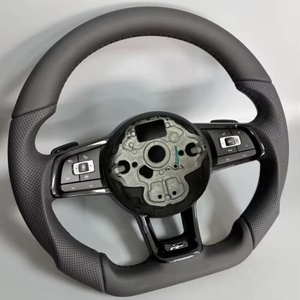 Volant en cuir pour Volkswagen VW <span class=keywords><strong>Golf</strong></span> 6 GTI MK 6 MK 7 R Polo Passat <span class=keywords><strong>Golf</strong></span> 7 <span class=keywords><strong>Golf</strong></span> 7.5 R Volant de voiture de sport - Product Image 3