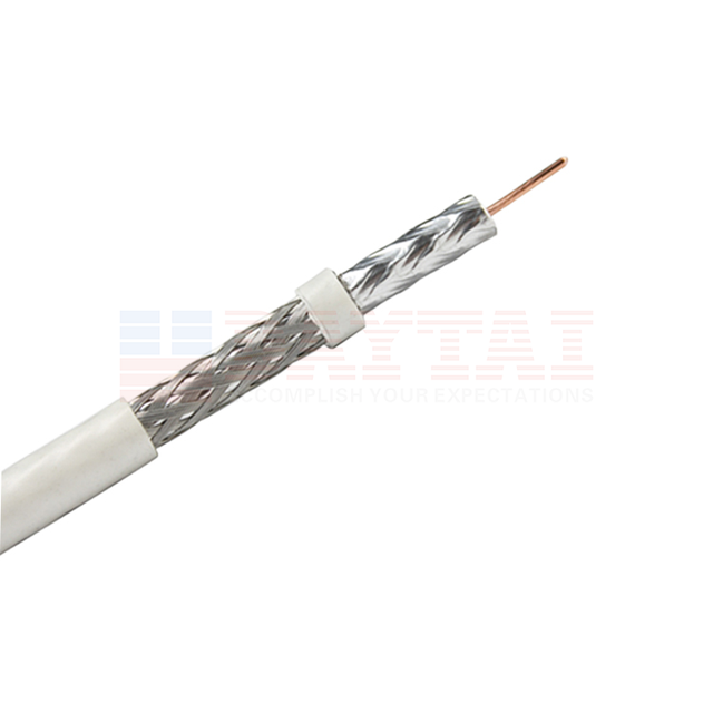 White Coax TV Cable F660BV Coaxial Cable 75 Ohm 60% Standard Shield RG6 Coaxial Cable