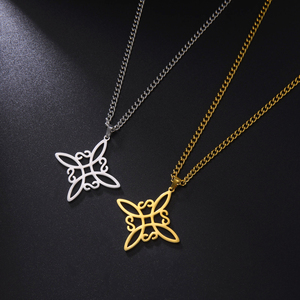 Pendentif noeud de sorcière celtique collier femme en acier inoxydable breloque pour hommes bijoux de mode Wicca cadeau d'anniversaire - Product Image 3