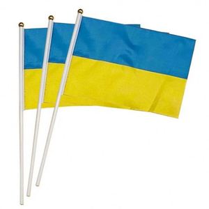 Custom 12x18 Inch Polyester Blue Yellow Mini Ukrainian National Small Stick <b>Flag</b> Ukraine Hand Held <b>Flag</b> - Product Image 4