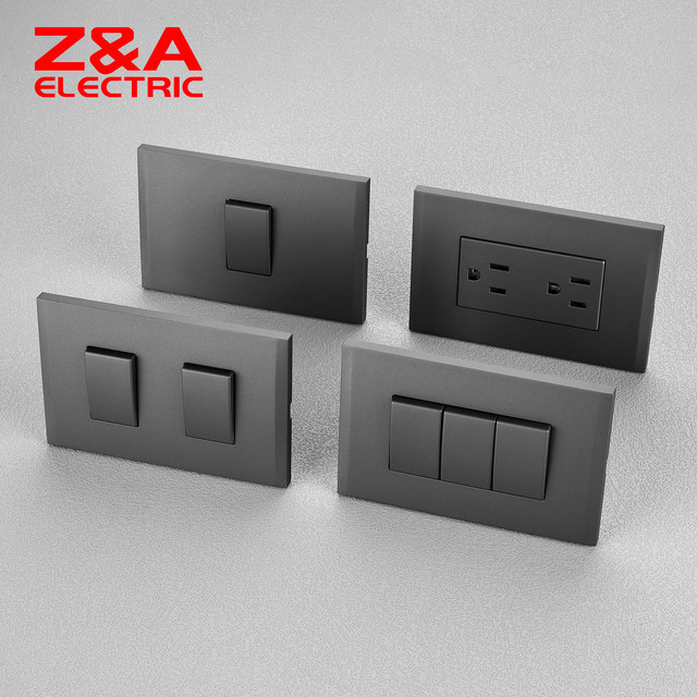 Z&A Electric AB Series Luxury Switch USA Italy Peru Standard  Morden Board Switch  Hotel Socket and Switch Electrical