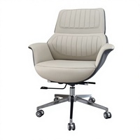 Chaise de bureau de direction de luxe moderne en cuir véritable, ergonomique, confortable, extensible, pour longues sessions, avec base chromée
