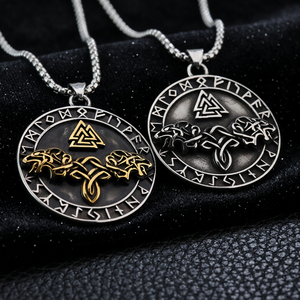 Collier Yunnique Vintage Viking avec Logo Triangle pour Homme, Pendentif Géométrique Rétro en Argent Tibétain, Perles Carrées Biseautées, Tendance - Product Image 1
