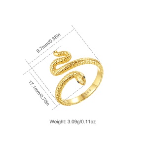 Offre Spéciale bijoux de mode en argent sterling 925 plaqué or 18 carats ouvert taille réglable conception de serpent bagues pour femmes ou hommes - Product Image 2