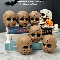 Accessoires de simulation les plus vendus pour Halloween, Tête de poupée en sac filet, Décorations d'ambiance pour maison hantée et pièce secrète