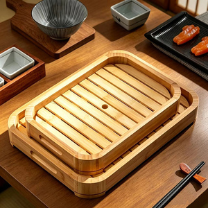 Vaisselle de restaurant japonais, conteneur à fruits de mer, plateau à crevettes, plateau à sashimi en bambou, plateau à glace, assiette de service pour sushi - Product Image 1