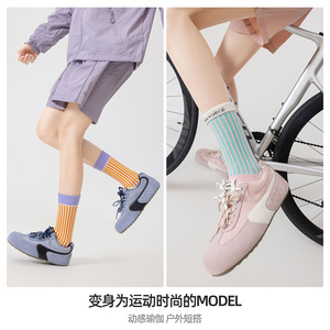 Spring Dopamine Shock-Absorbing Terry Cloth Striped Women's <b>Socks</b> Seamless Towel Sole Mid-Calf Sports <b>Socks</b> - Product Image 4