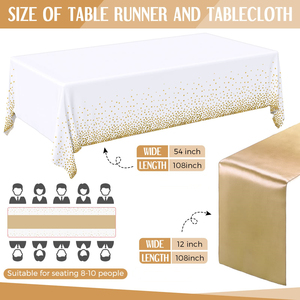 Nhựa dùng một lần khăn trải bàn với in vàng bảng <span class=keywords><strong>Runner</strong></span> vàng chấm bảng bao gồm cho tốt nghiệp đám cưới sinh nhật bé tắm - Product Image 2
