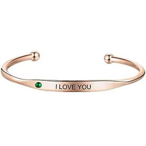 Kişiselleştirilmiş takı 925 ayar gümüş özel Birthstone kazınmış aşk söz manşet bilezik - Product Image 6