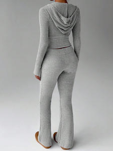 Vêtements de sport pour femmes WOJIEER, vêtements de yoga, leggings évasés à manches longues avec fermeture éclair, ensembles de yoga, adaptés à une utilisation en extérieur - Product Image 5