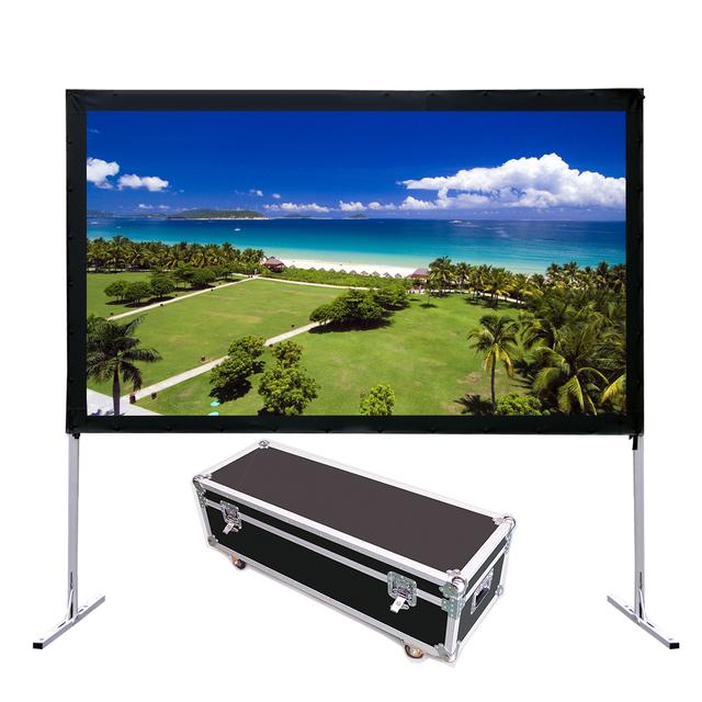 100 200 300 400 500 Inch Fast Fold Projector Screen Quick Folding Front Projection Screen with Flight case