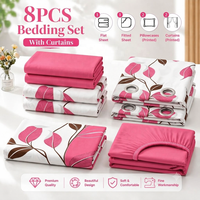 Ensemble de draps en microfibre super doux, taille King, ensemble de literie 8 pièces avec draps, rideaux et taies d'oreiller, ne se décolore pas, pour la maison