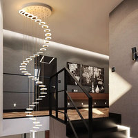 Lustre d'escalier en colimaçon duplex moderne lustre long Architecture créative toit salon lumières éclairage intérieur
