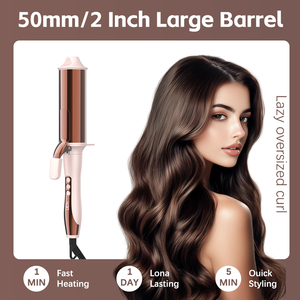 Fer à boucler professionnel MeStar avec double chauffage PTC, grand cylindre, tourmaline et titane, fer à friser électrique - Product Image 2