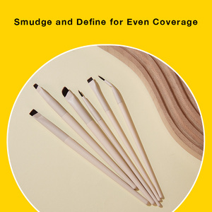 Juego de Brochas de Maquillaje para Cejas de Alta Calidad y Densidad, Fáciles de Limpiar, Mango de Madera Beige, Ultra Suaves, para Regalo de Belleza - Product Image 2