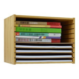 Bamboo Desktop <b>File</b> <b>Organizer</b> 5 Tier Adjustable Storage Rack Office Stationery Holder Rectangle Standing Type - Product Image 2