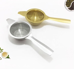 Colino per setaccio da tè a <span class=keywords><strong>rete</strong></span> Fine in acciaio inossidabile dorato <span class=keywords><strong>con</strong></span> manico lungo a goccia - Product Image 5