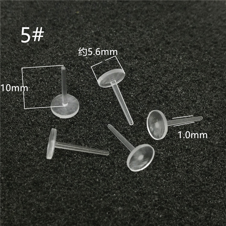 5 pines para oreja de cabeza plana de resina transparente
