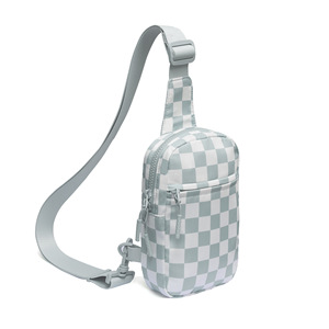 Sac banane à carreaux pour femmes en gros, sac banane en nylon pour voyage, sport de plein air, sac bandoulière à carreaux - Product Image 4