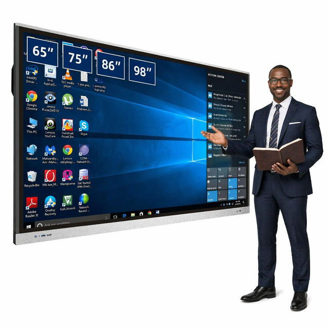 For 86 Inch Interactive Flat Panel Smart Board 4K LED IR Android Windows Dual OS 13MP Camera 1-Year Warranty Lecture Hall