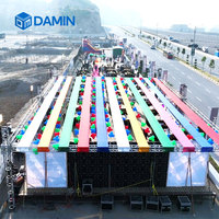 Système de treillis portable 40x40 en alliage d'aluminium pour scène de concert, avec motif triangulaire et design carré, idéal pour les présentations DJ