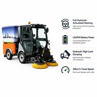 Nueva barredora de calles multifuncional totalmente eléctrica, ancho de barrido de 1850 mm, descarga automática hidráulica, batería de litio de 48 V