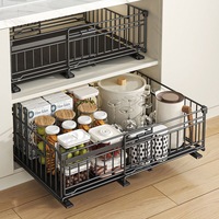 Organisateur d'épices sous l'évier de cuisine, tiroir extensible, étagères coulissantes silencieuses, sans perçage, organisateur de placard coulissant, étagère de rangement