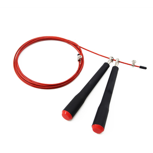 Logo personnalisé 3m professionnel MMA Gym formation haute vitesse noir poignée en plastique <span class=keywords><strong>corde</strong></span> à <span class=keywords><strong>sauter</strong></span> à <span class=keywords><strong>sauter</strong></span> avec fil de câble <span class=keywords><strong>rouge</strong></span> - Product Image 3
