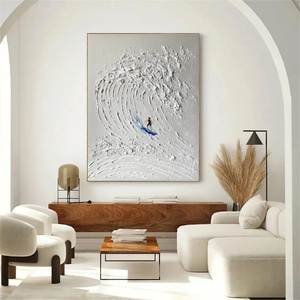 Peinture à l'huile originale peinte à la main, ciel et océan, art mural 3D doux et neutre, cadeau idéal pour l'inauguration d'une maison ou d'un hôtel - Product Image 1