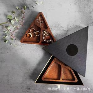 <b>Black</b> Walnut Jewelry Tray Ring Organizer Desktop Storage Box Multi Purpose Solid Color 1L Capacity - Product Image 4