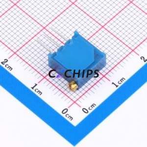 Résistance/potentiomètre réglable 3296X-204-3H, composant traversant (THT)-3P, 9,5x4,8 mm, résistance 200 kOhm, 10 %, 500 mW, 250 ppm/ ℃ - Product Image 2