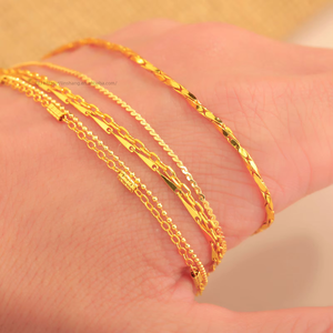 Gold-plated <b>Copper</b> Necklace Jewelry Unisex Long-lasting Color High-end Feel Collarbone Link <b>Chain</b> Sporty - Product Image 3
