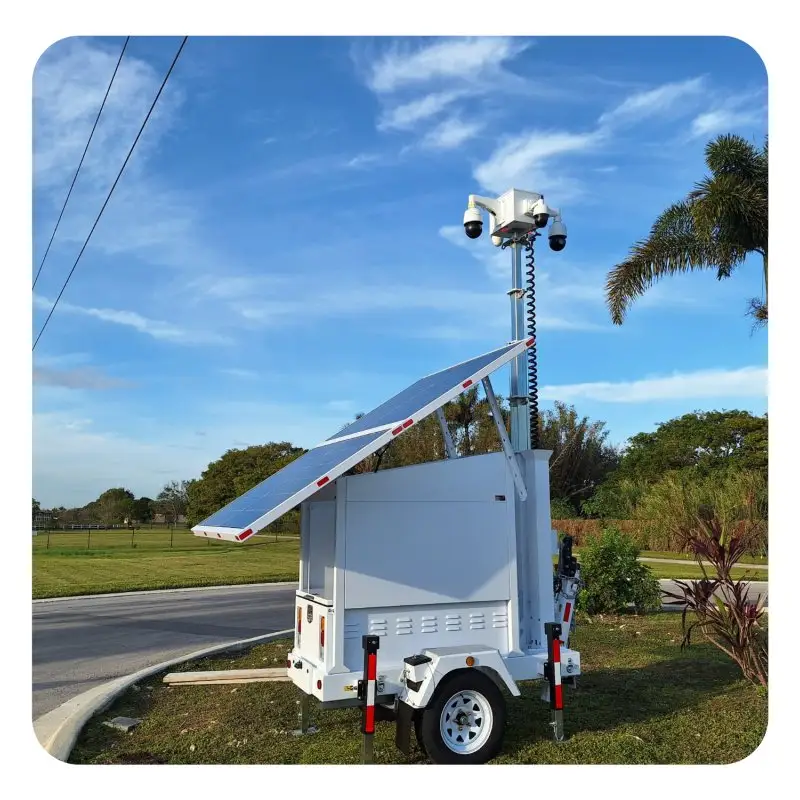 BIGLUX Werksdirektpreis freistehender mobiler solarbetriebener Anhänger mit Mastkamera drahtloser CCTV-Tower Solar-Cctv-Auflieger