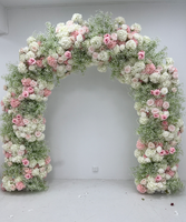 Nouvelle Arche Florale de Style Babysbreath, Composition de Roses en Soie Roses, Chemin de Table Floral Rond, Décoration de Centre de Table de Mariage