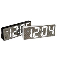 Jam Berwajah Cermin Bercahaya, Jam Meja, Ornamen Bergaya Alas, Layar Digital LED, Jam Alarm Elektronik