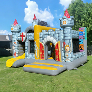 Château <span class=keywords><strong>Gonflable</strong></span> Commercial Médiéval Chevalier et Toboggan Combo Hupfburg pour Location d'Équipements de Fête - Product Image 1