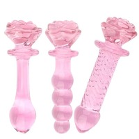 Plug anal en verre en forme de rose, Dildo, Jouets sexuels anaux, Entraînement anal pour adultes, Stimulation féminine, Plug anal en cristal, Perles anales, Jouets pour adultes