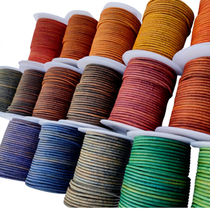 เชือกหนังวินเทจคุณภาพสูง หนังแท้ 100% ขนาดสั่งทำได้ สำหรับงาน DIY เครื่องประดับ ถักเปีย ร้อยเชือก งานฝีมือ RELIANCE LEATHER 100 เมตร - Product Image 1