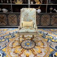 Chaise Frenchcasual tissu européen canapé chaise palace luxe salon bois massif sculpté couleur champagne