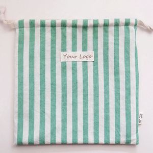 High Quality Reusable Eco-Friendly Cotton Canvas Gift Jewelry Storage <b>Pouch</b> Custom Stripe Pattern Cotton <b>Drawstring</b> Bag - Product Image 1