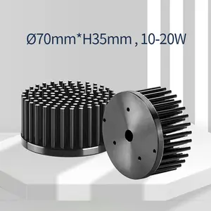 10-20W Diámetro 70mm Y Altura 35mm Disipadores de calor de aluminio circulares de aluminio anodizado negro