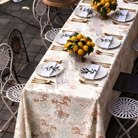 Nappe Jacquard Vintage Noire Motif Mandala Cheval, Housse de Table Tissée pour Mariage, Banquet, Fête de Jardin, Décoration d'Hôtel