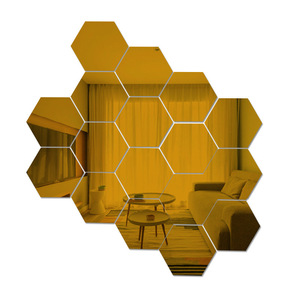 Self-adhesive full-length wall <b>mirror</b>, modern Chinese style bathroom <b>mirror</b>, hexagonal glass assembly decoration. - Product Image 1