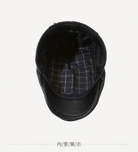 Boina de Cuero PU para Hombre, Gorro Plano de Invierno Cálido Estilo Ivy - Product Image 3
