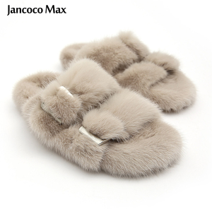 Pantofole di pelliccia da donna di lusso calde invernali personalizzate di moda all'ingrosso diapositive di vera pelliccia di <span class=keywords><strong>visone</strong></span> per le donne - Product Image 5