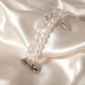 สายนาฬิกาไข่มุกหรูหราสำหรับสุภาพสตรี ขนาด 16 มม. สาย OEM สำหรับนาฬิกาขนาด 38 มม./42 มม. พร้อมสายรัดแบบผีเสื้อประดับคริสตัล - Product Image 2