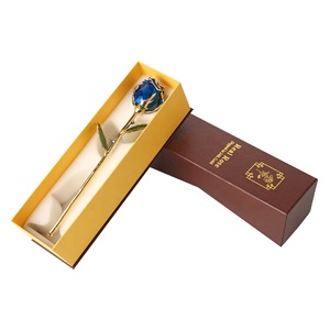 Mezza fioritura in oro 24 carati immerso a mano conservato eterna rosa fresca con stelo presente per san valentino - Product Image 5