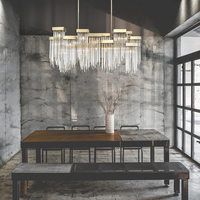 Lustre linéaire moderne personnalisé style cascade en cristal, suspension artistique Art Déco créative pour salle à manger, chambre, villa